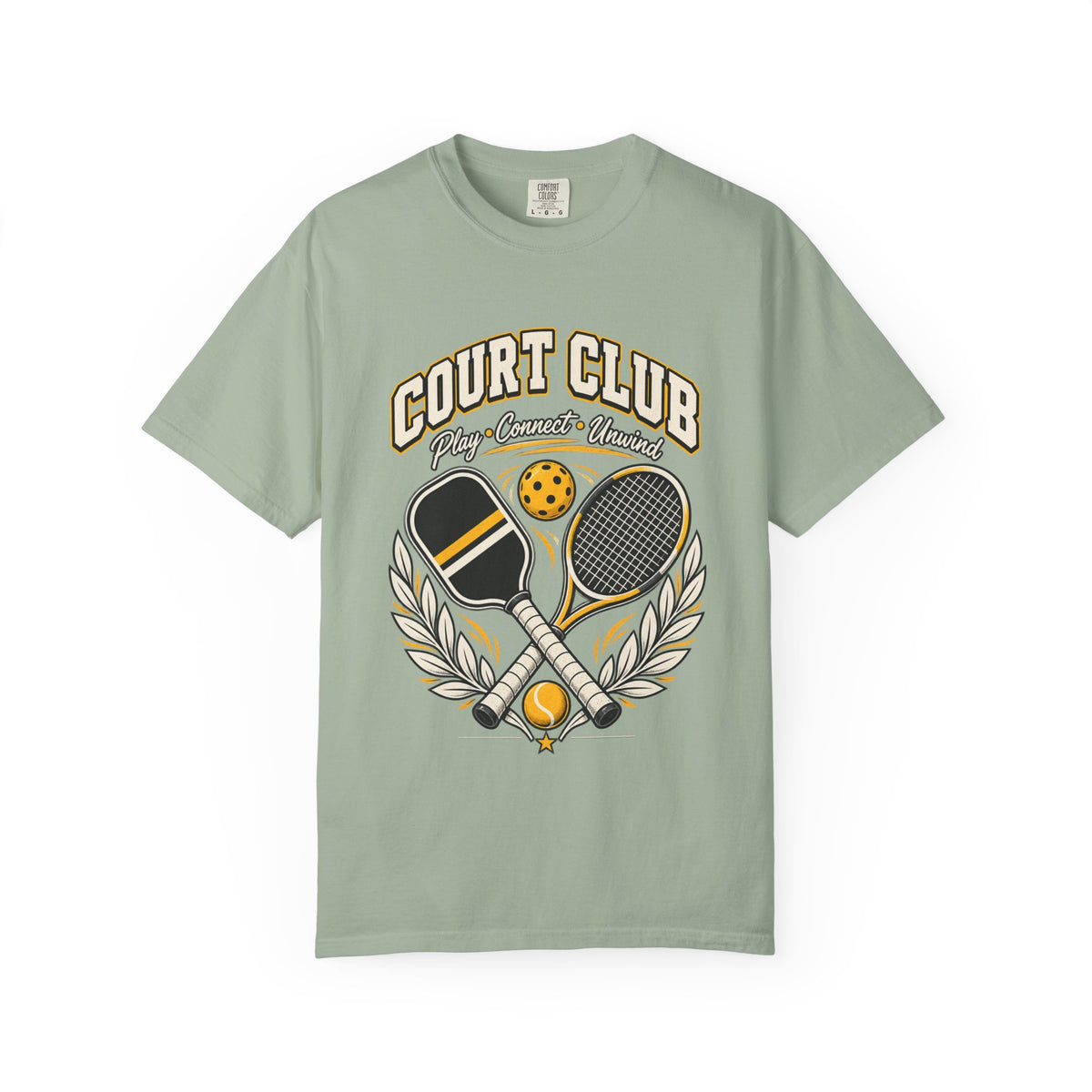 Court Club Pickleball T-Shirt — Vintage Paddle & Racket Graphic