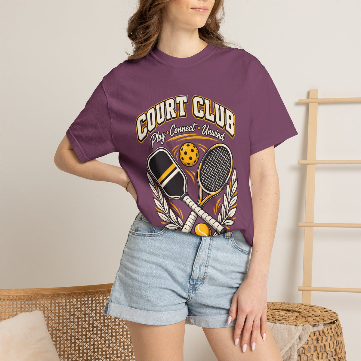 Court Club Pickleball T-Shirt — Vintage Paddle & Racket Graphic