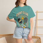 Court Club Pickleball T-Shirt — Vintage Paddle & Racket Graphic