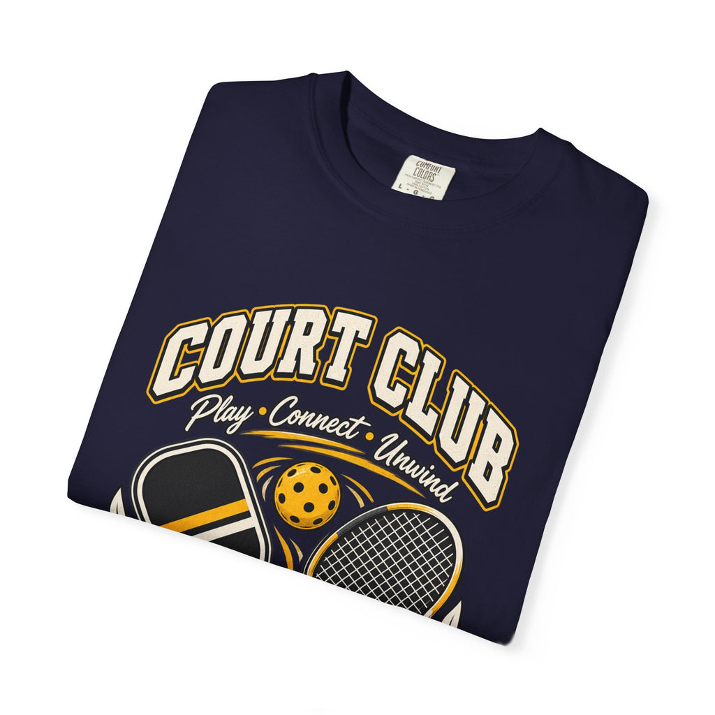 Court Club Pickleball T-Shirt — Vintage Paddle & Racket Graphic