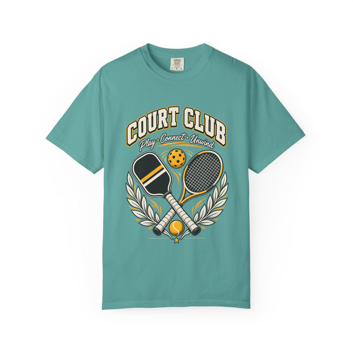 Court Club Pickleball T-Shirt — Vintage Paddle & Racket Graphic