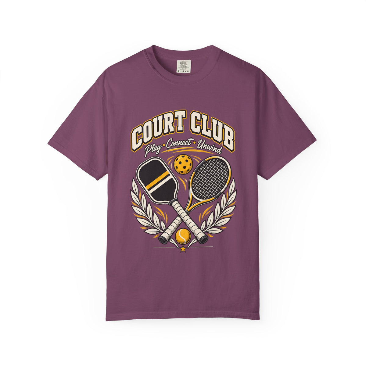 Court Club Pickleball T-Shirt — Vintage Paddle & Racket Graphic