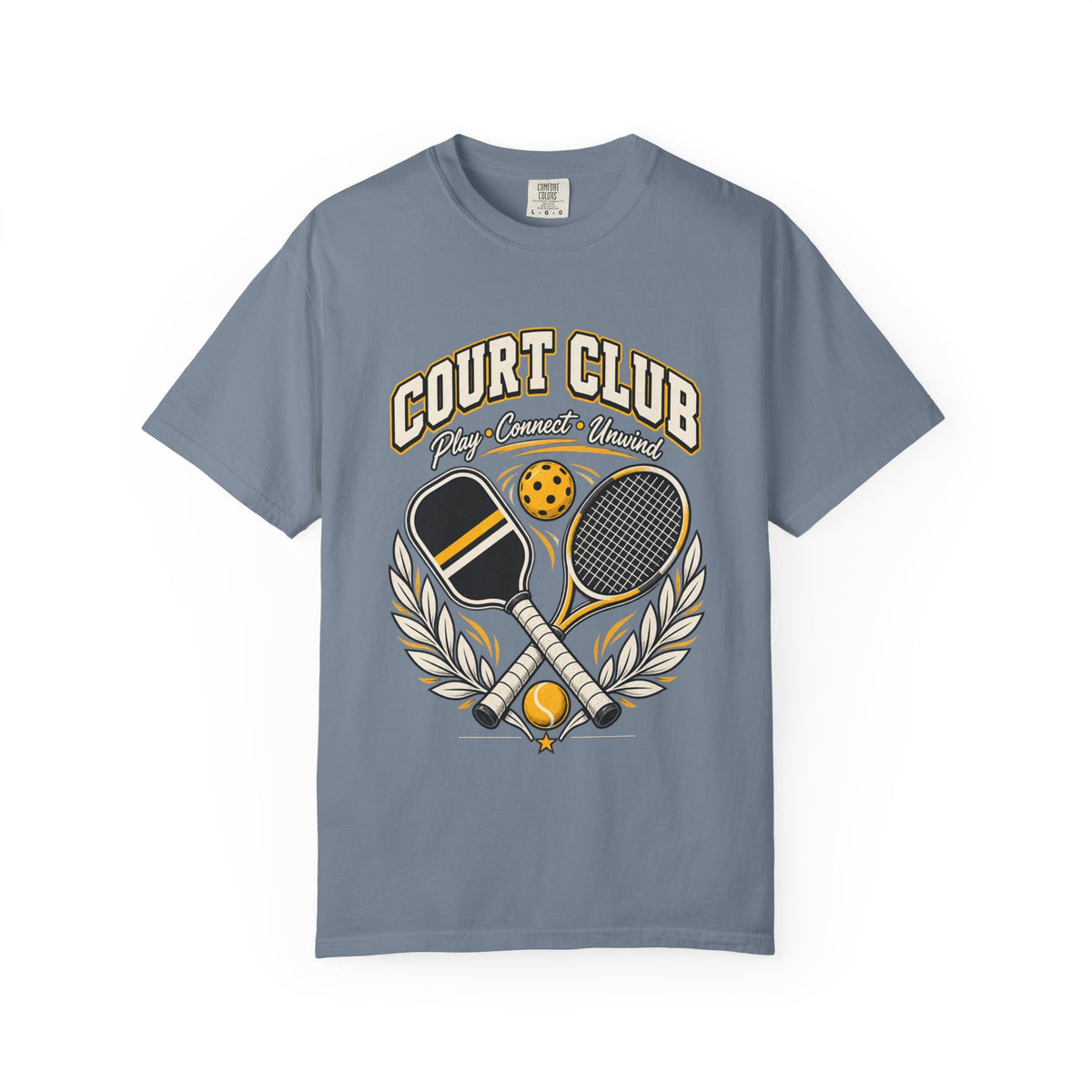 Court Club Pickleball T-Shirt — Vintage Paddle & Racket Graphic
