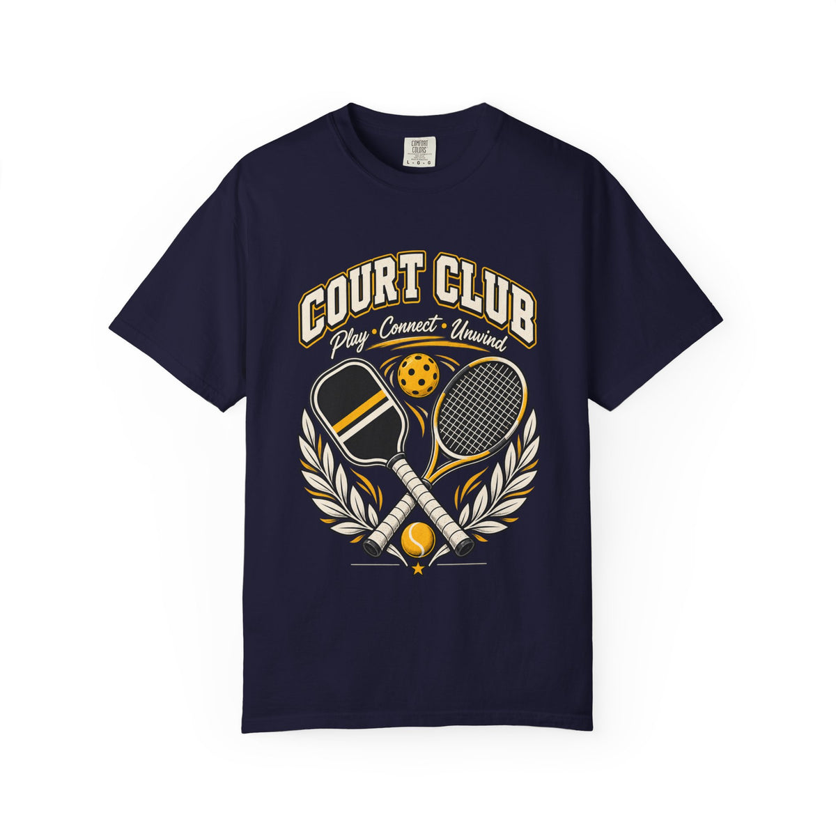 Court Club Pickleball T-Shirt — Vintage Paddle & Racket Graphic