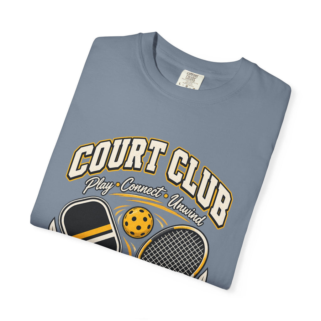 Court Club Pickleball T-Shirt — Vintage Paddle & Racket Graphic