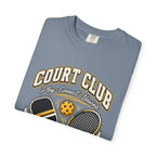 Court Club Pickleball T-Shirt — Vintage Paddle & Racket Graphic