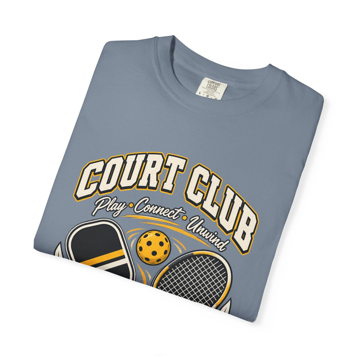 Court Club Pickleball T-Shirt — Vintage Paddle & Racket Graphic