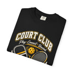 Court Club Pickleball T-Shirt — Vintage Paddle & Racket Graphic